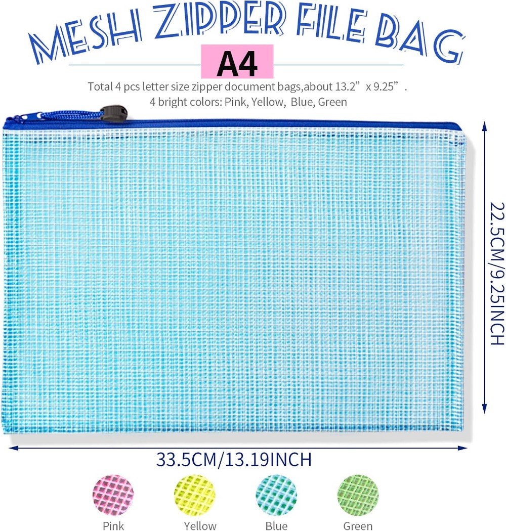 Mesh Zipper Pouch Bags, 13.2