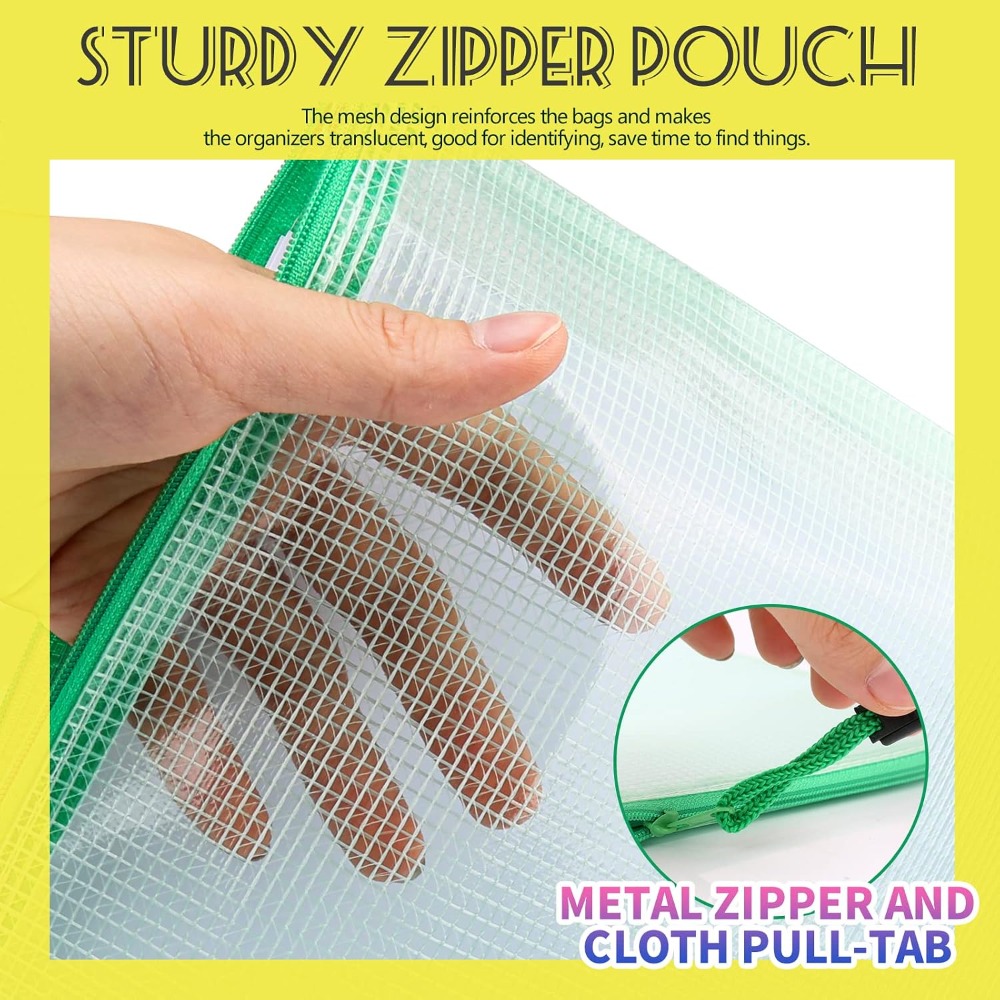 Mesh Zipper Pouch Bags, 13.2
